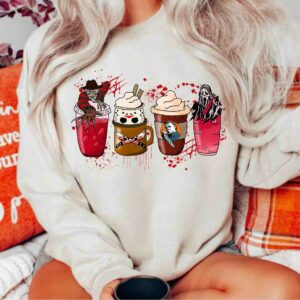 Horror Movie Coffee Latte Halloween Drink Cozy Sweatshirt