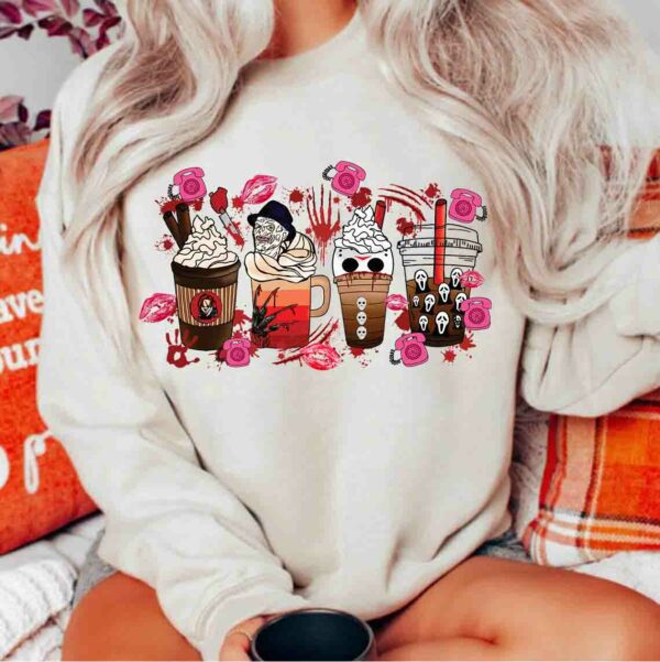 Horror Movie Coffee Halloween Pink Shirt