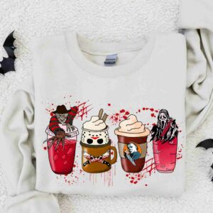Horror Movie Coffee Latte Halloween Drink Cozy Sweatshirt