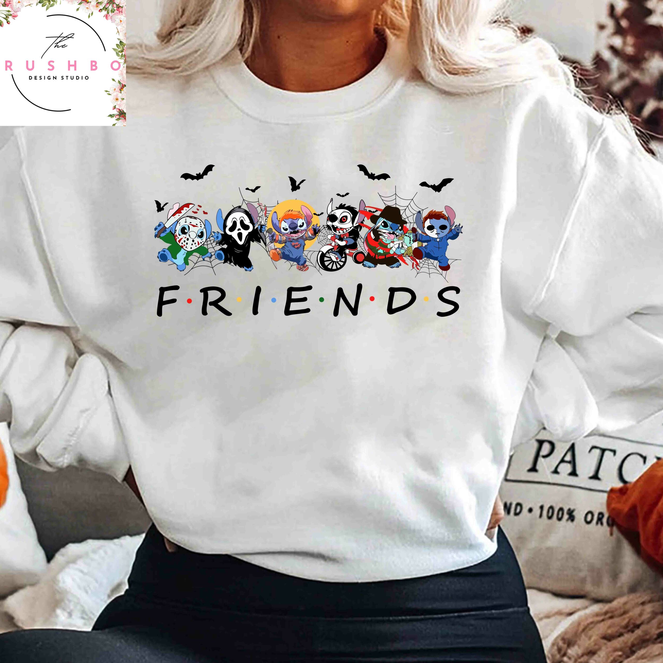 Stitch Embroidered Sweatshirt, Stitch Horror Halloween Sweater, Disney  Sweater