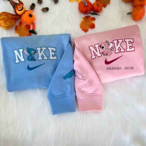 Stitch And Angel Couple Embroidered Sweatshirt Cartoon Embroidery Sweater ⋆  Vuccie