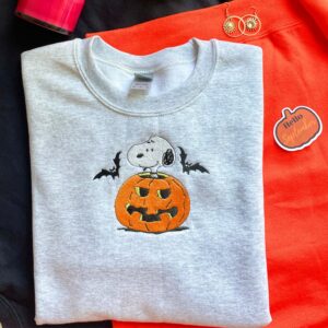 Fall Snoopy Pumpkin Halloween Embroidered Sweatshirt