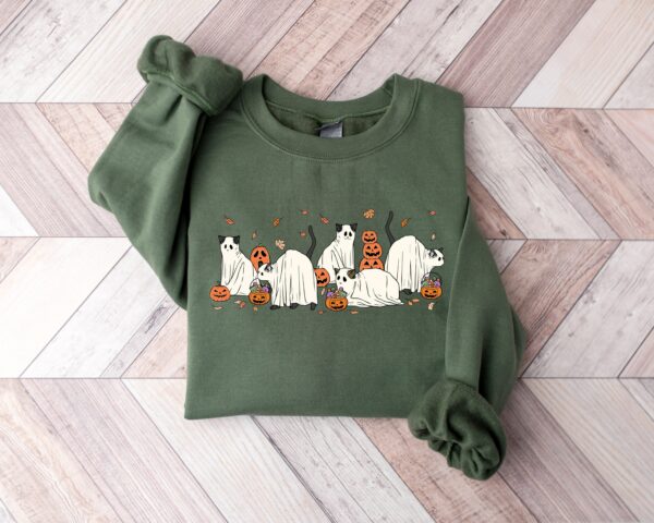 Halloween Ghost Cat Spooky Season Sweatshirt