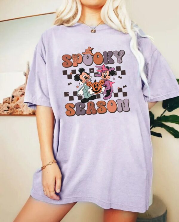 Spooky Season Mickey Minnie Checkered Shirt