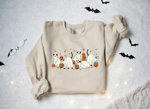 Halloween Ghost Cat Spooky Season Sweatshirt