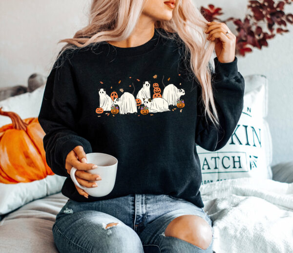 Halloween Ghost Cat Spooky Season Sweatshirt