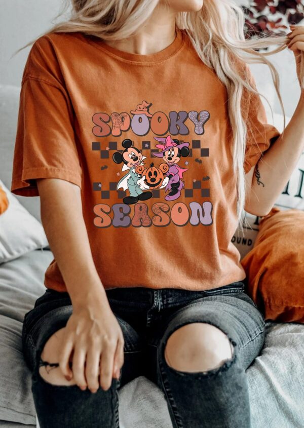 Spooky Season Mickey Minnie Checkered Shirt