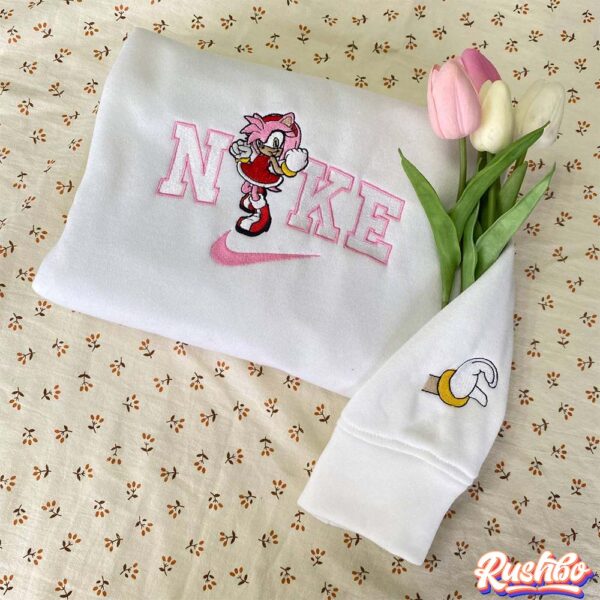 Sonic And Amy Rose Couple Matching Embroidered Sweatshirt