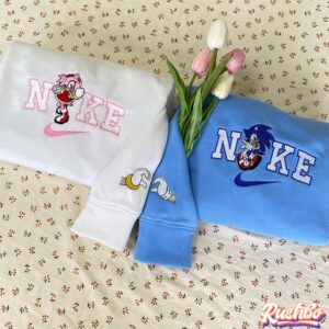 Sonic And Amy Rose Couple Matching Embroidered Sweatshirt