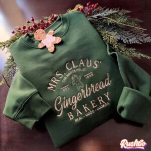 Santa Claus Gingerbread Bakery Christmas Embroidered Sweatshirt