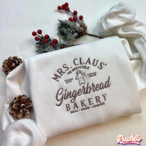Mrs Claus Gingerbread Christmas Embroidered Sweatshirt