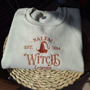 Witch Halloween Salem Company Embroidered Sweatshirt