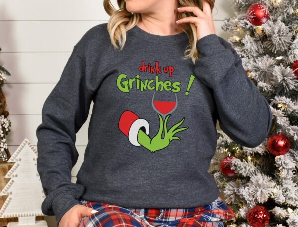 Wine Flake Drink Up Grinches Christmas Holiday Sweatshirt