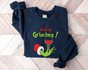 Wine Flake Drink Up Grinches Christmas Holiday Sweatshirt