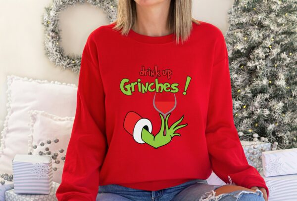 Wine Flake Drink Up Grinches Christmas Holiday Sweatshirt