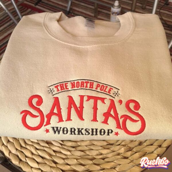 Santa Workshop Embroidered Christmas Sweatshirt