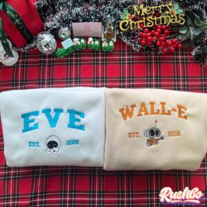 Wall-e And Eve Christmas Embroidered Sweatshirt