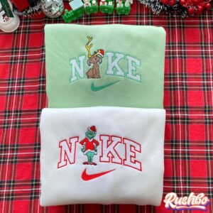 Grinch And Max Nike Christmas Embroidered Sweatshirt