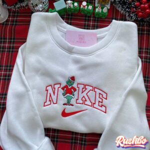 Grinch and Max Nike Christmas Embroidered Sweatshirt