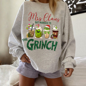 Mrs. Claus But Married To The Grinch Christmas Sweatshirt