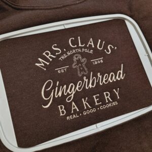 Mrs Clause Gingerbread Christmas Embroidered Sweatshirt