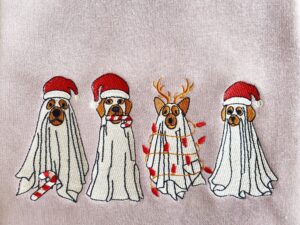 Christmas Ghost Dog Embroidered Sweatshirt