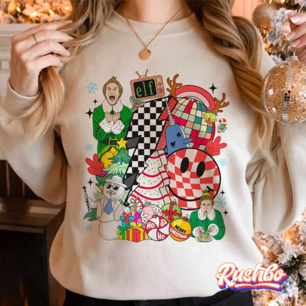 Buddy Elf Checkered Christmas Sweatshirts