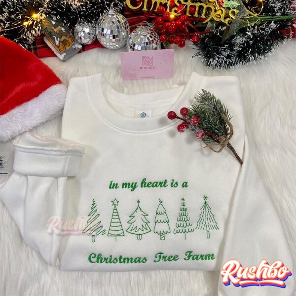 Taylor Swift In my heart is a Christmas Tree Farm Embroidery Sweatshirts