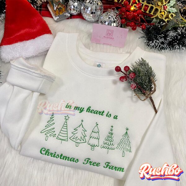 Taylor Swift In my heart is a Christmas Tree Farm Embroidery Sweatshirts