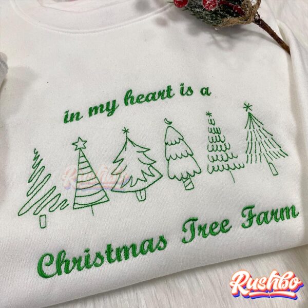 Taylor Swift In my heart is a Christmas Tree Farm Embroidery Sweatshirts