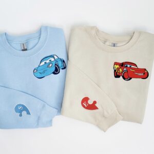Mcqueen And Sally Couple Matching Embroidered Sweatshirt Hoodies